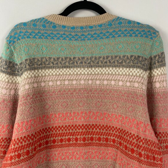 Talbots Cardigan Sweater Size XLP Fair Isle Multicolor Lambswool Mohair - Picture 7 of 10
